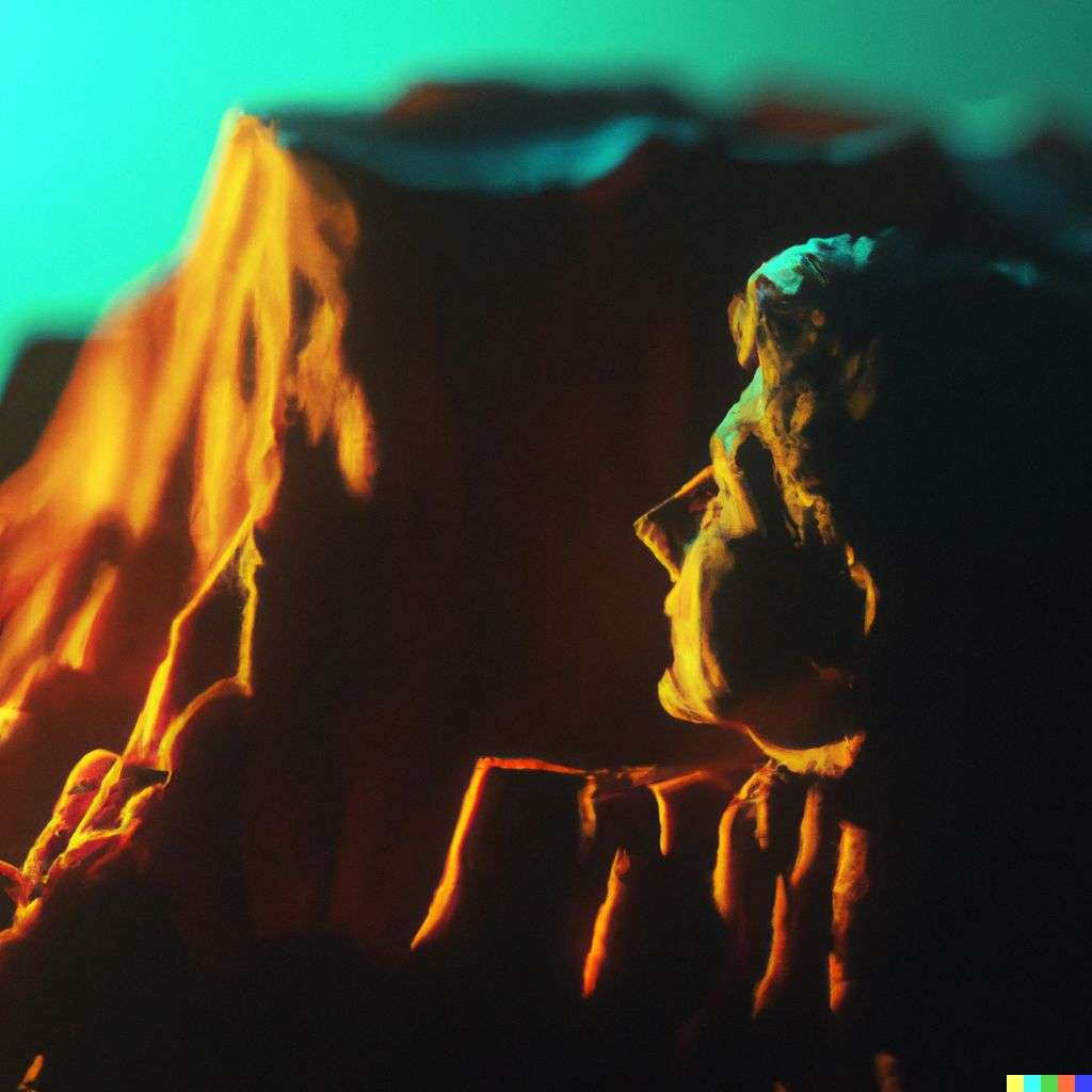 someone gazing at Mount Everest, sculpture made from wax, subsurface scattering